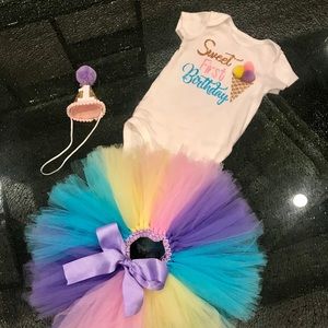 Ice Cream Baby First Birthday Outfit - Colorful